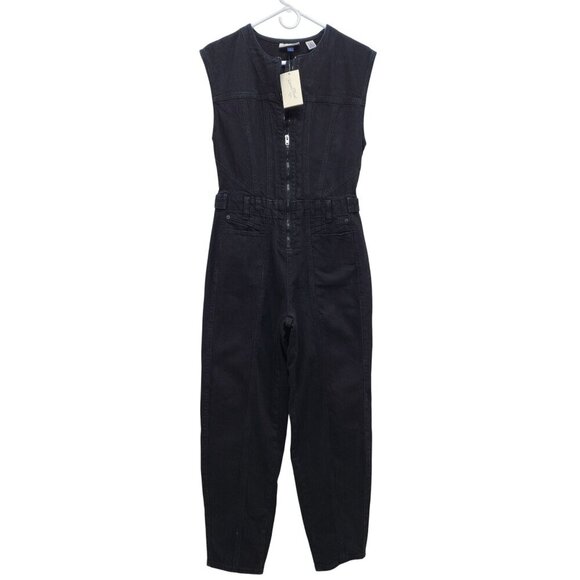 Universal Thread Womens Black Denim Sleeveless Jumpsuit Size 2  Overalls - Picture 1 of 12